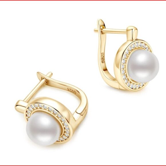 Freshwater Pearl  Moissanite Earrings 925 Silver - Picture 4 of 7